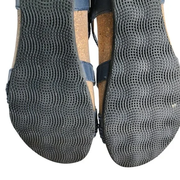 Taos Universal Blue Leather Comfort Wedge Sandals Size 38 US 7-7.5 Adjustable - Picture 8 of 13